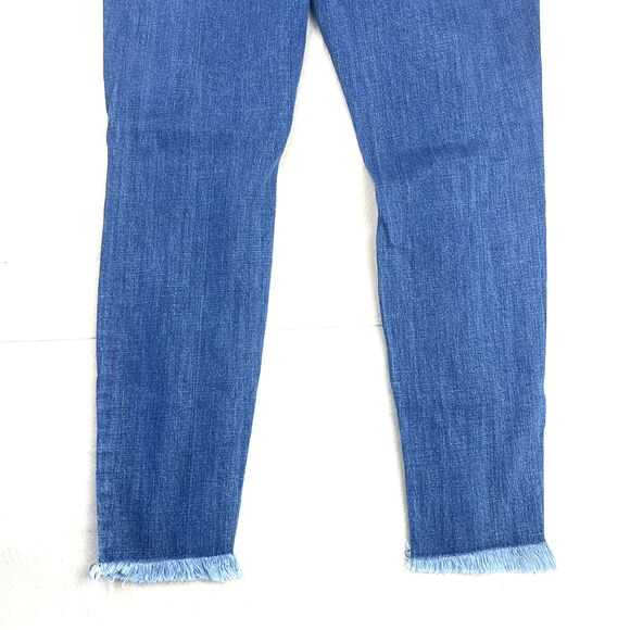 KanCan Button Fly Denim Jeans Women's XL Distressed Frayed Hem Blue High Rise - Picture 13 of 16